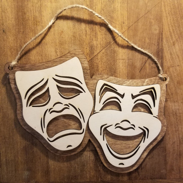 Comedy and Tragedy Wooden Masks