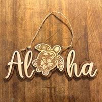 Aloha Turtle Wooden hanging Sign