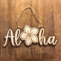 Aloha Plumeria Wooden hanging Sign