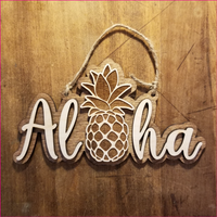 Aloha Pineapple Wooden hanging Sign