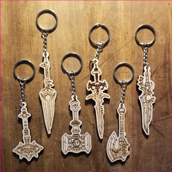 Legendary Weapon Wooden Keychains - Main Image